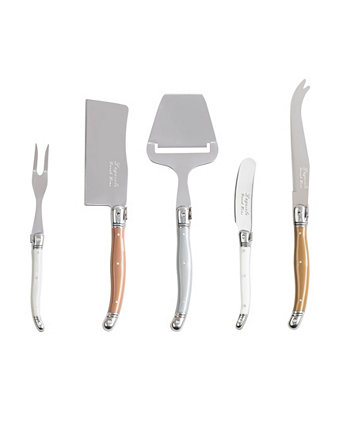 Laguiole, набор из 5 ножей для сыра, вилки и ломтерезок, смешанные металлы French Home