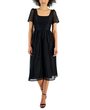 Женское кружевное платье миди с квадратным вырезом Anne Klein