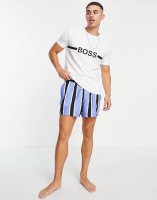 Белая приталенная футболка с крупным логотипом BOSS Beachwear BOSS Bodywear