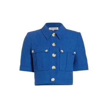 Rosalina Cotton-Blend Tweed Crop Jacket VERONICA BEARD