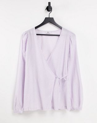 Рубашка с запахом Envii Sage в сиреневую клетку — часть комплекта Envii