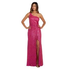 Juniors' Morgan and Co Sequin One Shoulder Long Evening Gown Morgan and Co