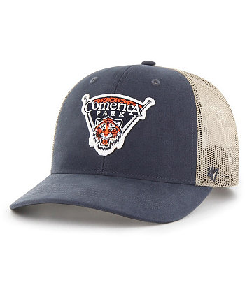Мужская бейсболка '47 Navy, Natural Detroit Tigers Comerica Park Local Haven Trucker Snapback Hat '47 Brand