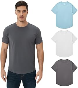 netdraw Men's Ultra Soft Bamboo Viscose T-Shirt Curve Hem Lightweight Cooling Short/Long Sleeve Casual Basic Tee Shirt Netdraw