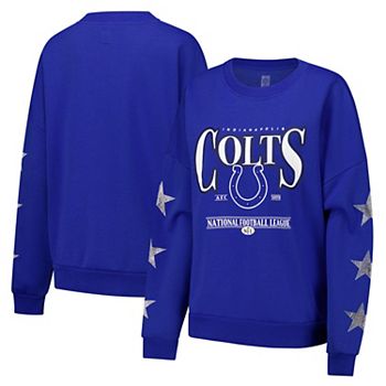 Women's Gameday Couture Royal Indianapolis Colts Rhinestone Star Sleeve Settle the Score Tri-Blend Pullover Sweatshirt Gameday Couture