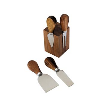 Acacia Wood Block With 4 Cheese Tools Creative Gifts International