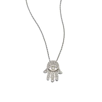 Ожерелье с подвеской в виде хамсы с бриллиантом Tiny Treasures и белым золотом 18 карат Roberto Coin