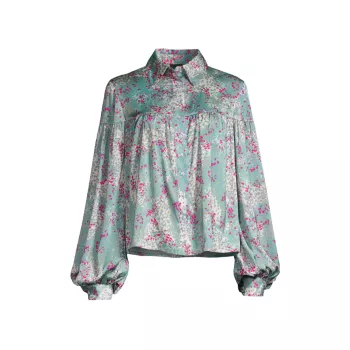 Блузка с объемными рукавами Poet Confetti Undra Celeste