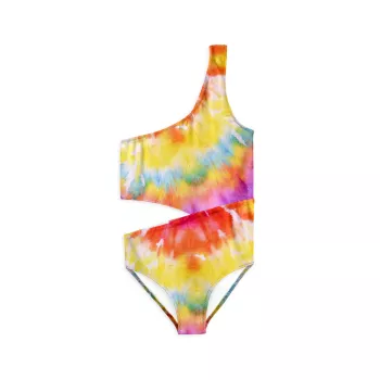 Little Girl's &amp; Girl's I Love You Forever Tie-Dyed Swimsuit Stella Cove