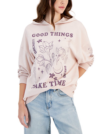 Juniors' Good Things Take Time Graphic-Print Hoodie Rebellious One