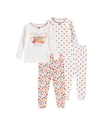 Пижамы Sugar & Spice для девочек и малышей, комплект из 4 предметов Chickapea
