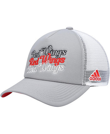 Женская серо-белая бейсболка Detroit Red Wings Foam Trucker Snapback Adidas