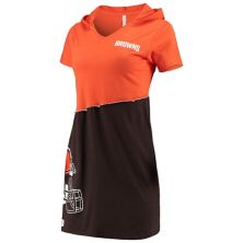 Женские футболки Refried Оранжевое / коричневое мини-платье Cleveland Browns с капюшоном и v-образным вырезом Unbranded
