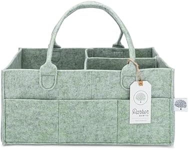 Parker Baby Diaper Caddy and Nursery Storage Bin | Removable Nursery Organizer Insert, Neutral Design, Multi-Purpose Baby Essentials | Car Organizer and Baby Diaper Bag | Regular - Sage Green Parker Baby Co.