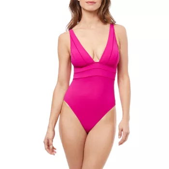 Phoebe V-Neck One-Piece Swimsuit Profile by Gottex