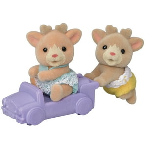 Calico Critters Reindeer Twins, Set of 2 Collectible Doll Figures with Pushcart Accessory Calico Critters