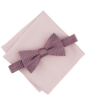 Men's Earl Mini-Chevron Bow Tie & Solid Pocket Square Set, Created for Macy's Alfani