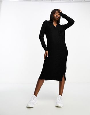 Черное платье-свитер миди с v-образным вырезом Threadbare Sadie Threadbare