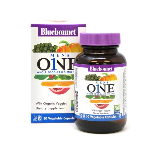 Bluebonnet Nutrition Men's ONE™ Мультивитамин на основе цельных продуктов – 30 растительных капсул Bluebonnet Nutrition