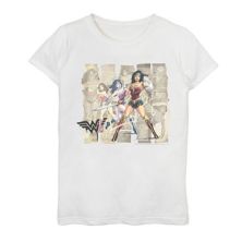 Девочки 7-16 DC Comics Чудо-Женщина Бумажные полоски Портретная графическая футболка DC Comics