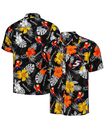 Мужская черная рубашка на всех пуговицах с цветочным принтом Kyle Larson Island Life Margaritaville