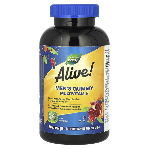 Alive! Мультивитамины для мужчин в жевательных конфетах, Фруктовый вкус, 150 жевательных конфет - Nature's Way Nature's Way