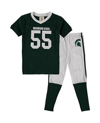 Youth Boys Green Michigan State Spartans Football Pajama Set Wes & Willy