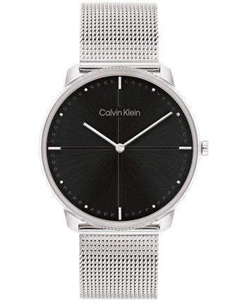 Серебристые часы-браслет из нержавеющей стали унисекс 40 мм Calvin Klein
