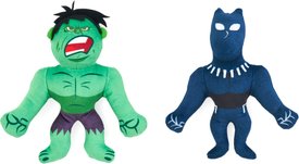 ZippyPaws Marvel Hulk & Black Panther Dog Plush Toy, Green/Blue, 2 count Zippypaws