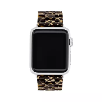 Ремешок для часов Apple из черной черепаховой смолы с логотипом COACH