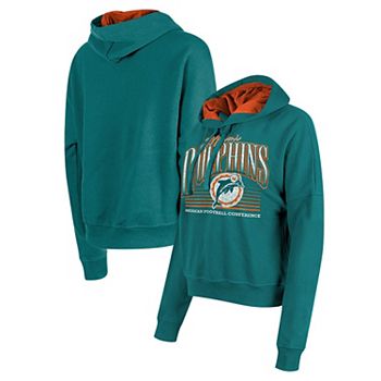 Women's New Era Aqua Miami Dolphins Throwback Boxy Pullover Hoodie New Era