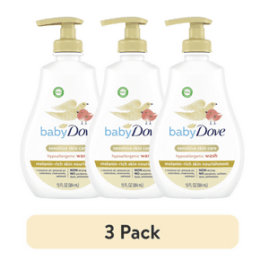 (3 pack) Baby Dove Melanin-Rich Skin Nourishment Hypoallergenic Body Wash Newborn Senstive Skin, 13 oz Baby Dove