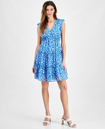 Petite Floral-Print Tiered A-Line Dress Taylor