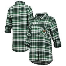 Женская фланелевая ночная рубашка Concepts Sport Green Minnesota Wild Mainstay с длинными рукавами и пуговицами Unbranded