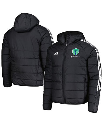 Men's Black Seattle Sounders FC Tiro 24 Full-Zip Winter Hoodie Jacket Adidas