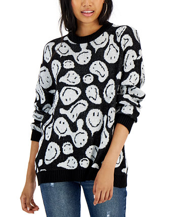 Juniors' Drip Smiley Crewneck Sweater Just Polly