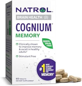 Natrol Cognium Memory Silk Protein Hydrolysate 100mg, Dietary Supplement for Brain Health Support, 60 Tablets, 30 Day Supply Natrol