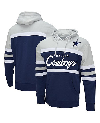 Мужской серый, темно-синий пуловер с капюшоном Dallas Cowboys Big and Tall Head Coach Mitchell & Ness