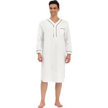 Men's Nightshirt Cotton Sleep Shirt Long Sleeve Nightgown Sleepwear Lars Amadeus