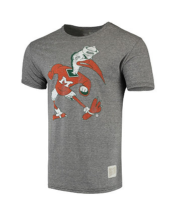 Мужская серая футболка Miami Hurricanes Team в винтажном стиле Tri-Blend Original Retro Brand