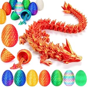 3D Printed Dragon Egg, Mystery Crystal Dragon Egg Fidget Toys Surprise, Easter Eggs Articulated Crystal Dragon Eggs with Dragon Inside (A-Rainbow) Yilcer