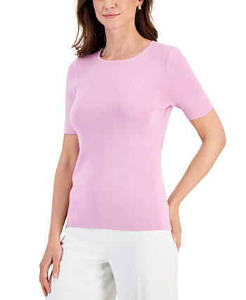 Женская футболка-свитер с короткими рукавами и круглым вырезом Tahari by ASL
