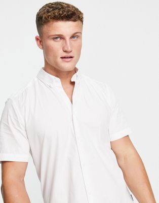 Белая рубашка из эластичного хлопка с короткими рукавами Only & Sons Only & Sons