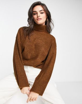  M Lounge super slouchy roll neck sweater in winter brown M Lounge