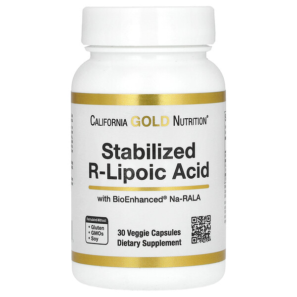 Стабилизированная R-Липоевая Кислота - 100 мг - 30 капсул - California Gold Nutrition California Gold Nutrition