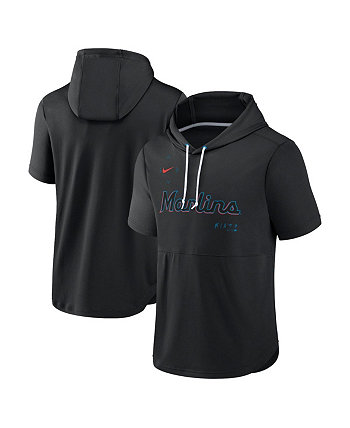 Мужская черная худи с короткими рукавами Miami Marlins Springer Team Pullover Hoodie Nike