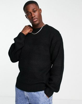 Черный свитер свободного кроя в полоску New Look New Look