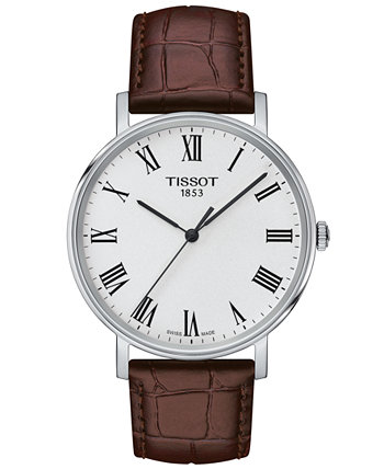 Мужские часы Swiss T-Classic Everytime с коричневым кожаным ремешком 38 мм Tissot