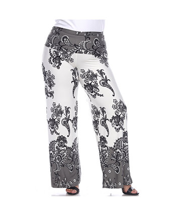 Женские брюки-палаццо больших размеров с цветочным принтом и пейсли White Mark