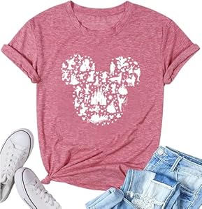 Women Magic Kingdom Castle Shirt Castle Fairy Graphic Tee Women Casual Vacation Holiday Short Sleeve Tee Top Ditcnolar